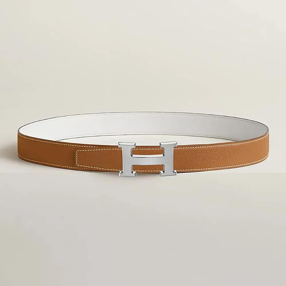 Hermes H Belt Buckle & Reversible Leather Strap 32 mm for Unisex in White/Brown Hermes H Belt Buckle & Reversible Leather Strap 32 mm for Unisex in White/Brown