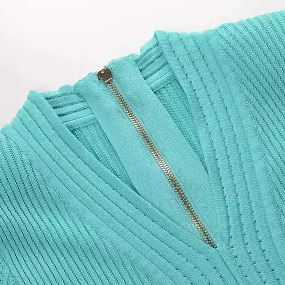 Balmain Flared Knit Dress for Women in Light Blue
