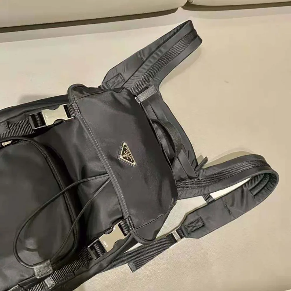 Prada Re-Nylon and Saffiano Leather Backpack with Hood for Men Prada Re-Nylon and Saffiano Leather Backpack with Hood for Men