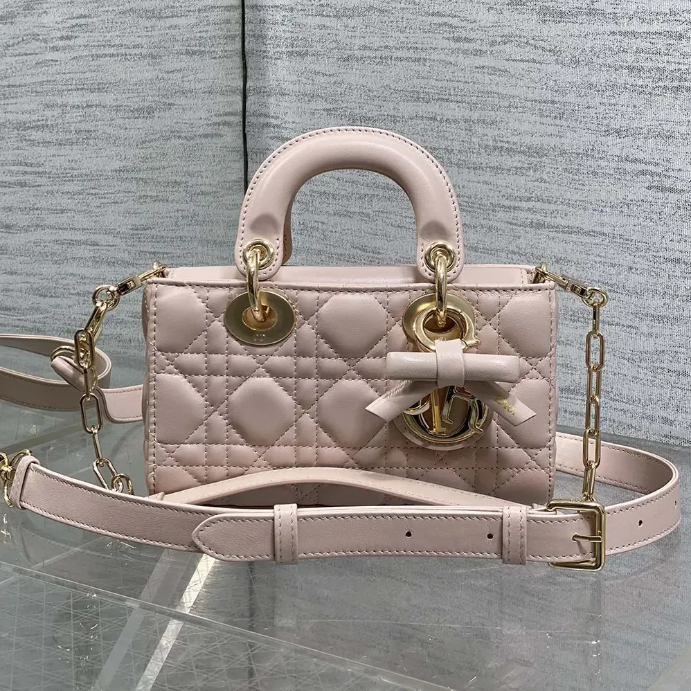 Dior Mini Lady D-Joy Bag Rose Soupir Cannage Lambskin for Women