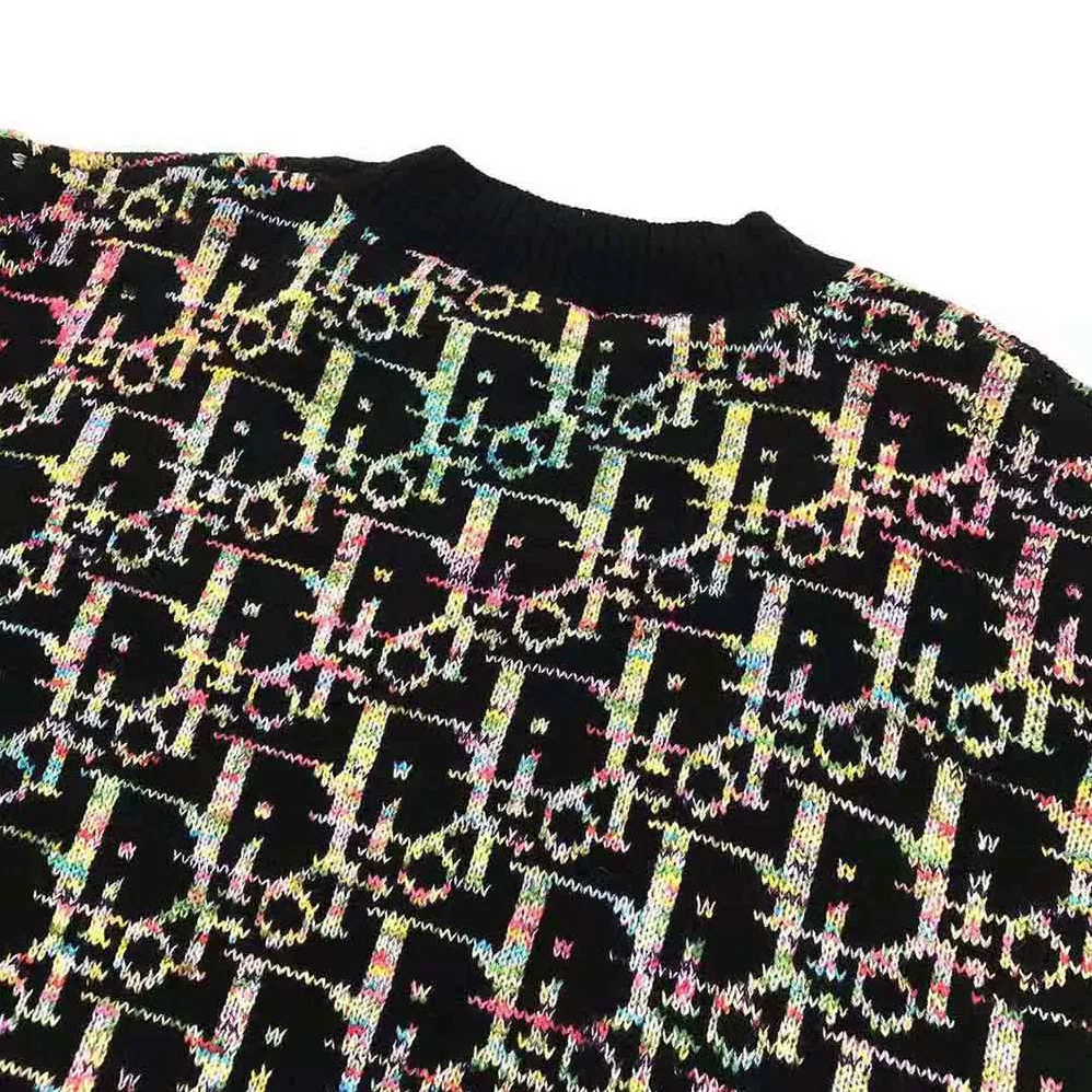 Dior Oblique Sweater Black Wool Jacquard for Men