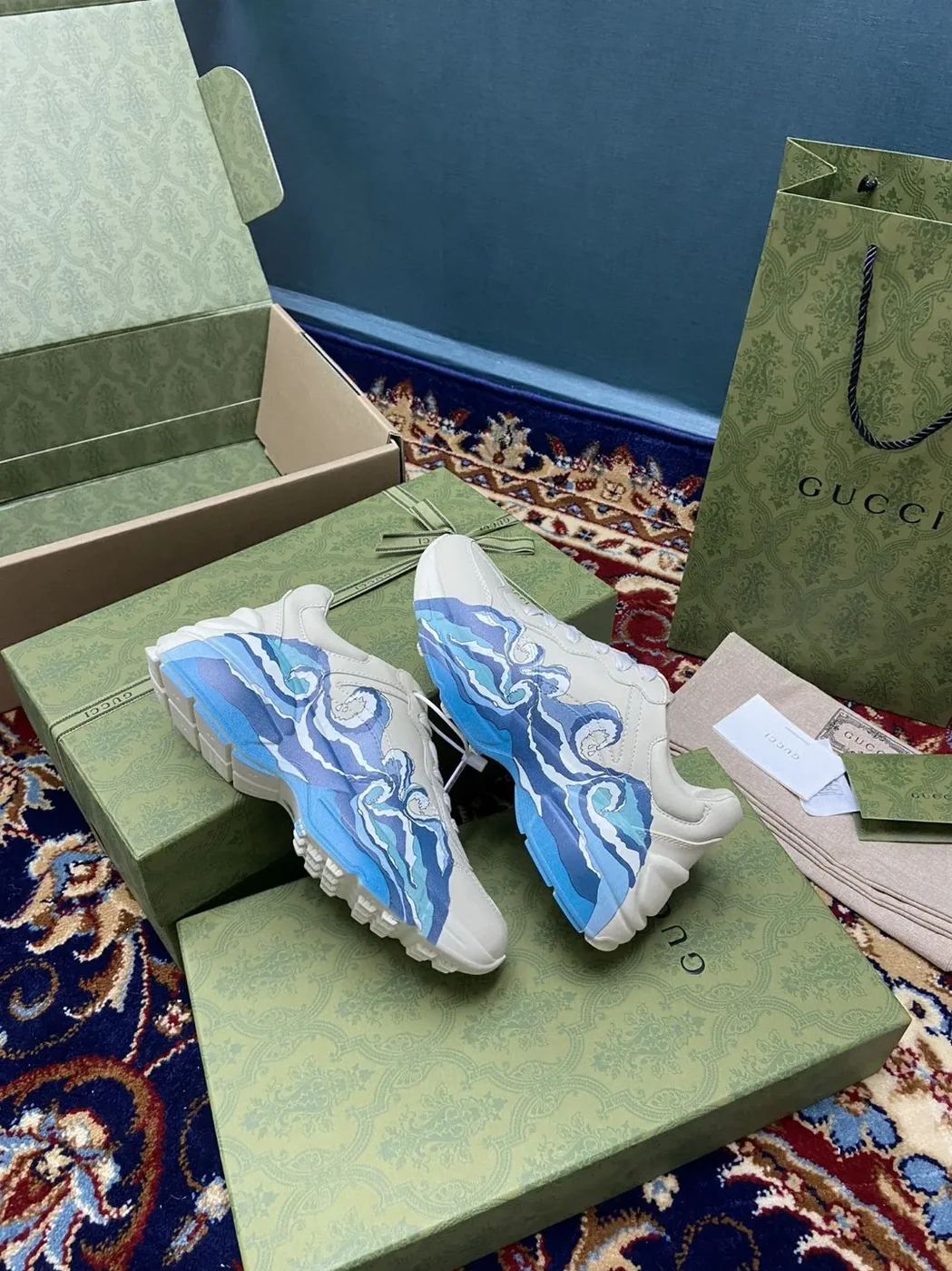 Gucci Rhyton Sneaker With Wave White Gucci Rhyton Sneaker With Wave White