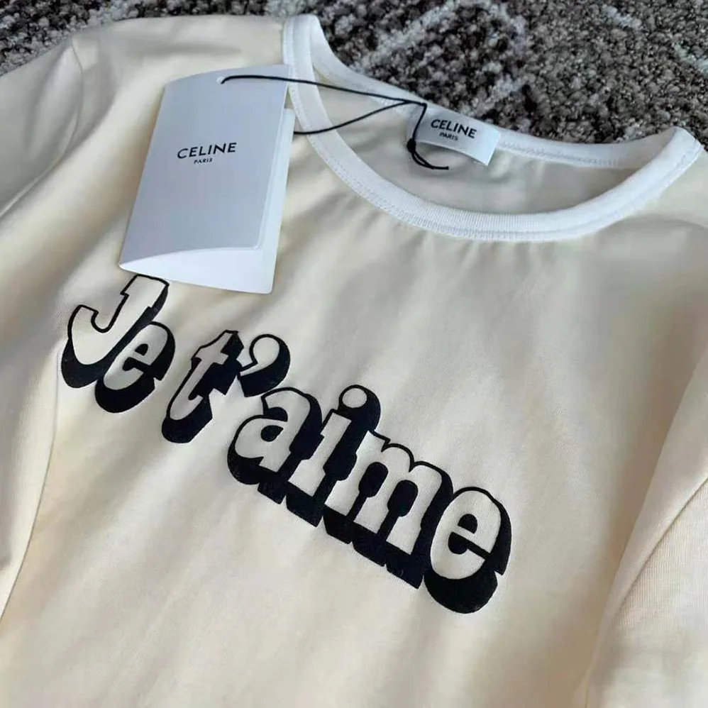 Celine Je T aime Cotton Jersey T-shirt for Women in Yellow