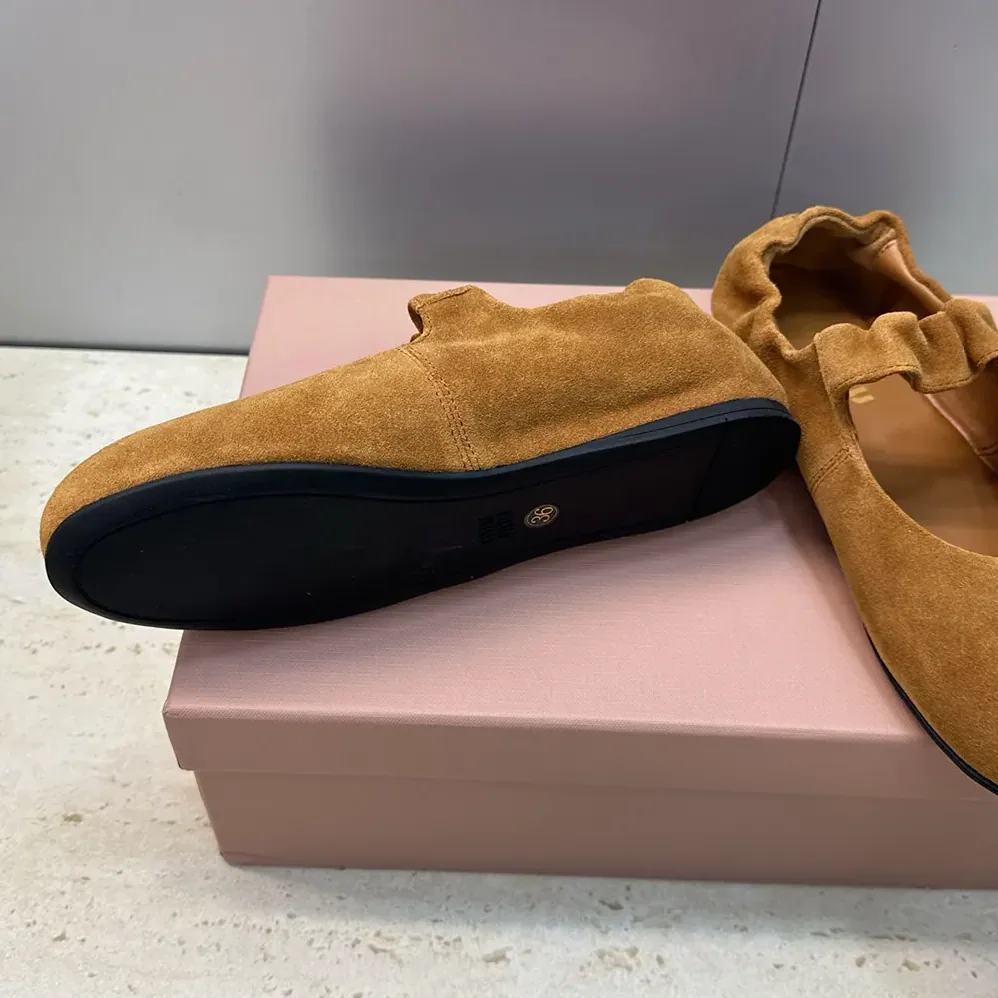 Miu Miu Ruches Suede Ballerinas for Women