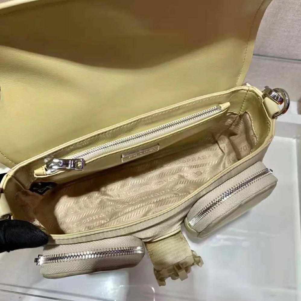 Prada Pocket Nylon and Brushed Leather Bag for Women