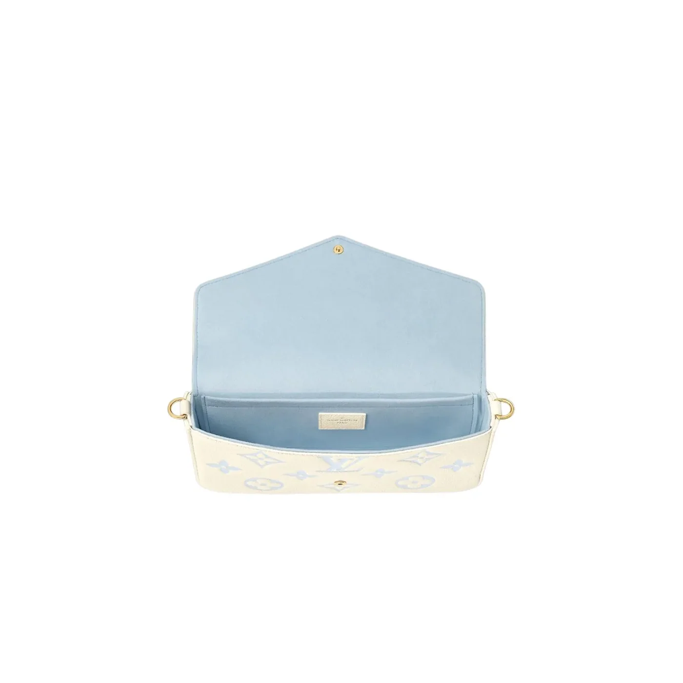 Louis Vuitton Pochette Felicie Shoulder Bag in Candy Blue Gold Hardware