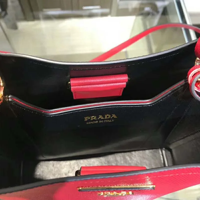 Prada Double Medium Bag in Saffiano Leather for Women in Red Prada Double Medium Bag in Saffiano Leather for Women in Red