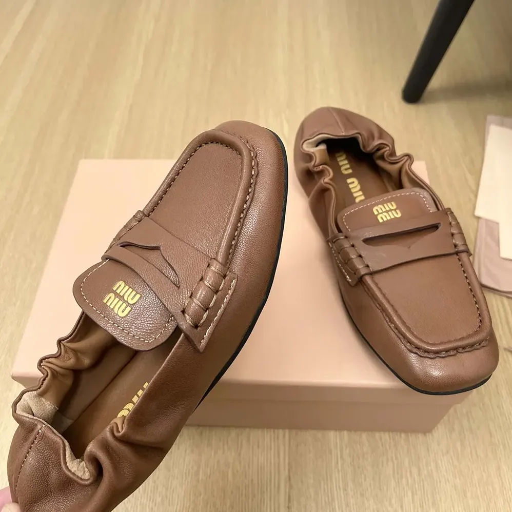 Miu Miu Nappa Leather Loafers for Women in Chocalate Miu Miu Nappa Leather Loafers for Women in Chocalate