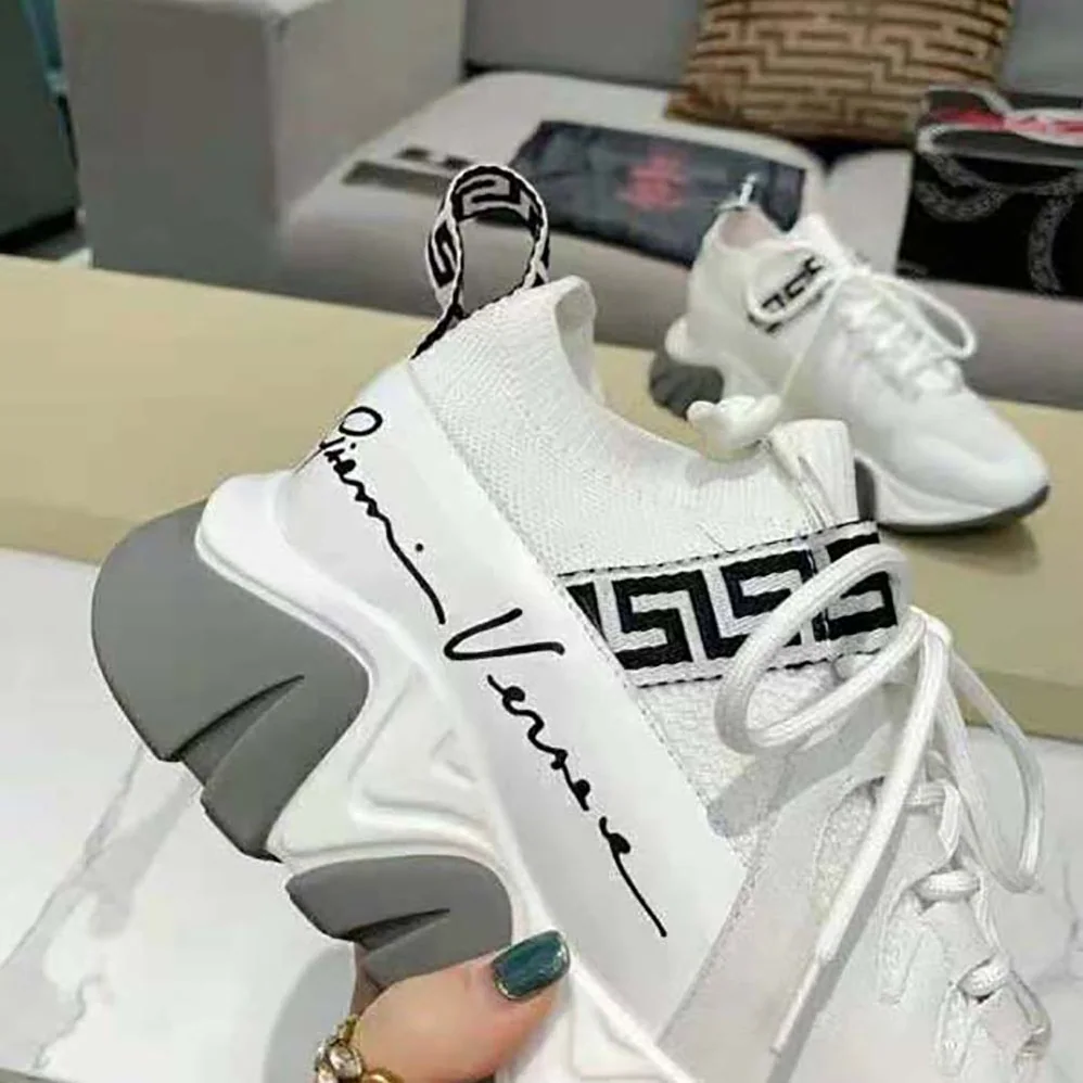 Versace Squalo Knit Sneakers for Women in White