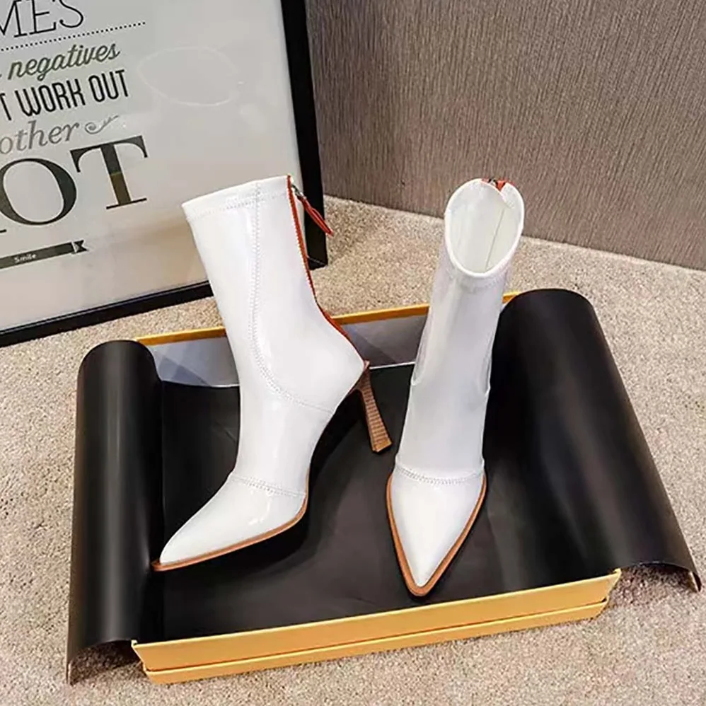 Fendi Biker Boots Glossy White Leather Biker Boots for Women