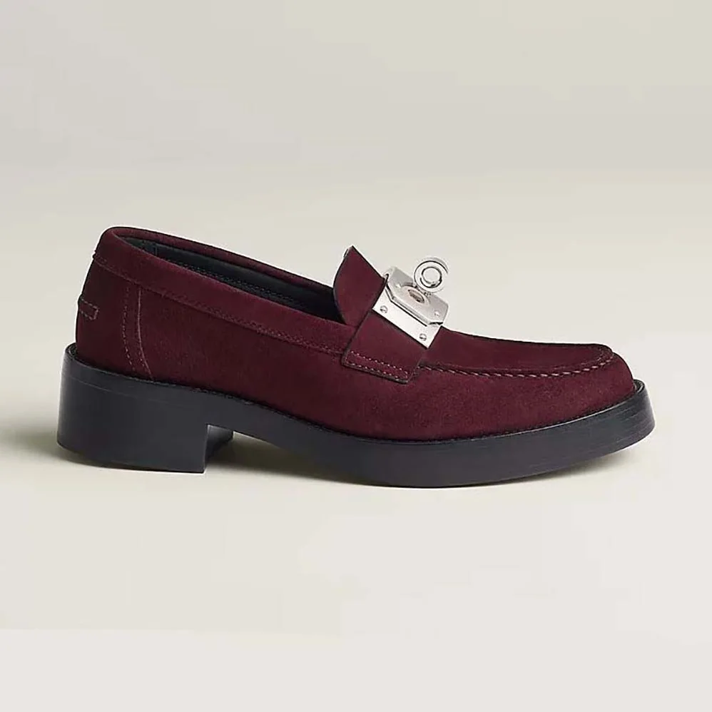 Hermes Hot Loafer in Suede Goatskin for Men in Maroon