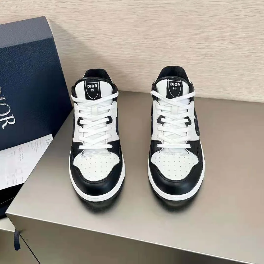 Dior B57 Mid-Top Sneaker Black and White Smooth Calfskin for Men Dior B57 Mid-Top Sneaker Black and White Smooth Calfskin for Men
