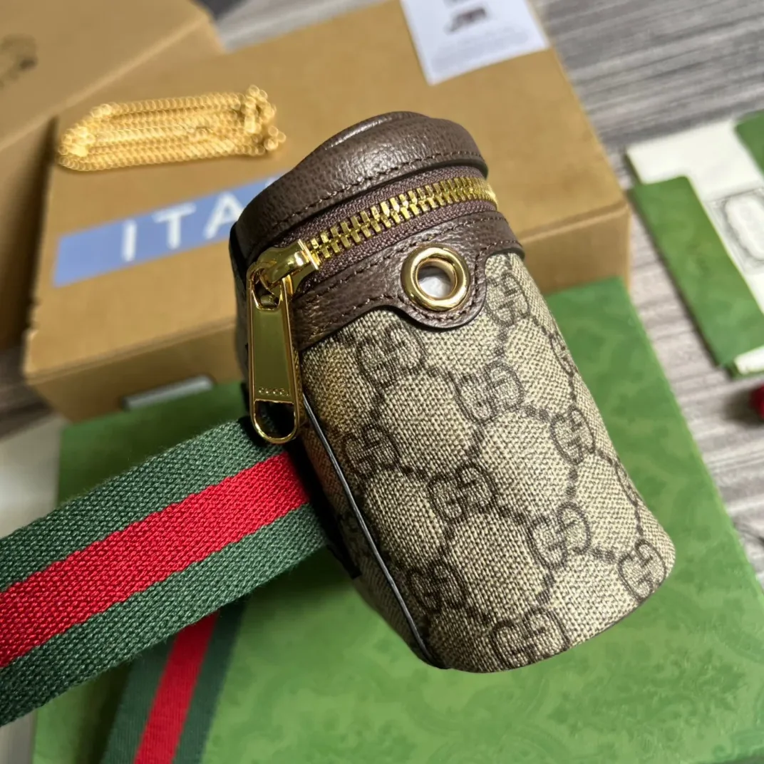 Gucci Ophidia Belt Bag With Web Beige/Ebony Soft GG Supreme Canvas /
