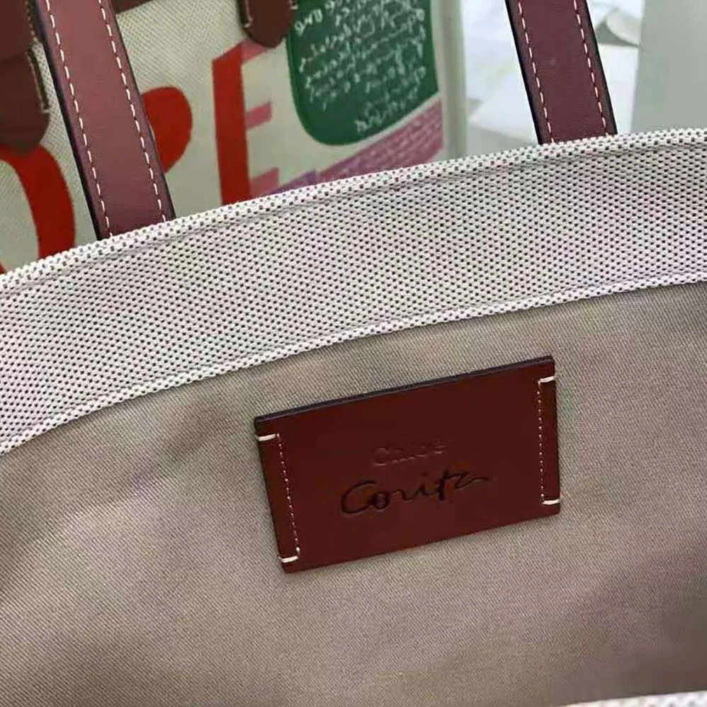 Chloe Corita Kent Large Tote in Embroidered Artwork and Shiny Calfskin for Women