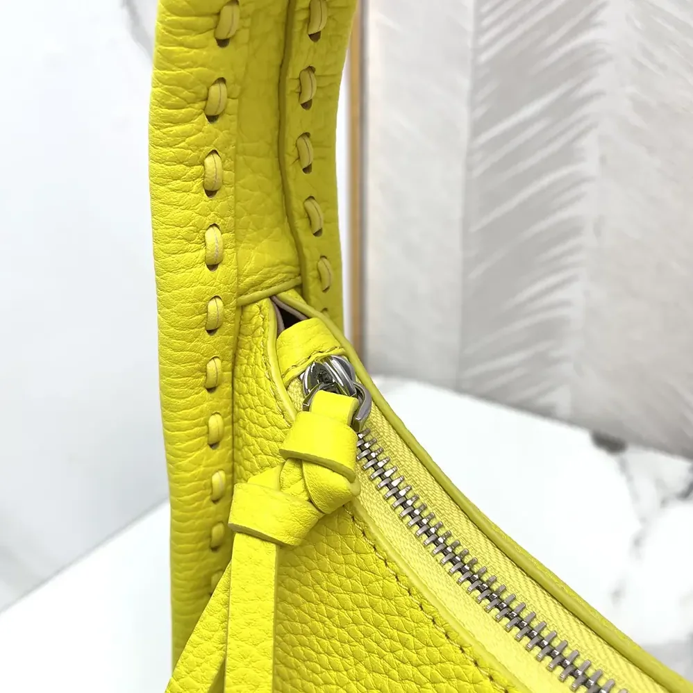 Fendi Mini Fendessence Small Acid Yellow Selleria Bag with 264 Hand for Women in sewn Topstitches