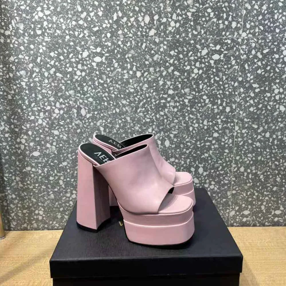Versace Platform Mules in Calf Leather for Women in Pink