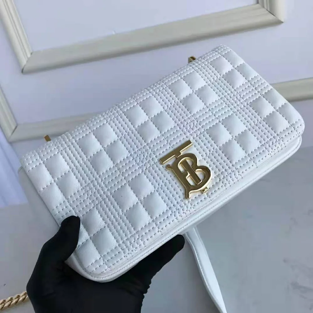 Burberry Small Quilted Lambskin Lola Bag for Women in White Burberry Small Quilted Lambskin Lola Bag for Women in White