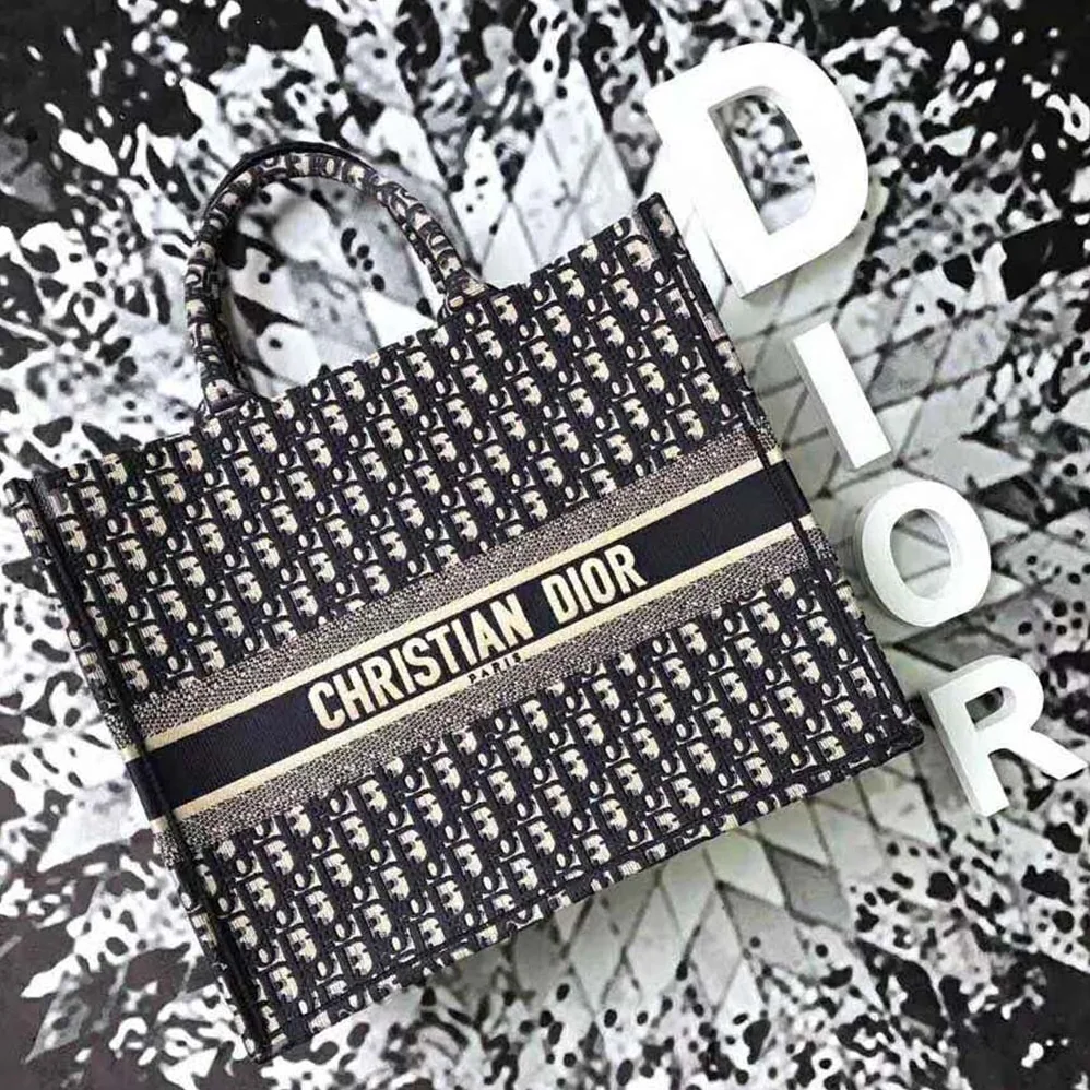 Dior Book Tote Dior Oblique Bag in Embroidered Canvas for Women in Silver Dior Book Tote Dior Oblique Bag in Embroidered Canvas for Women in Silver