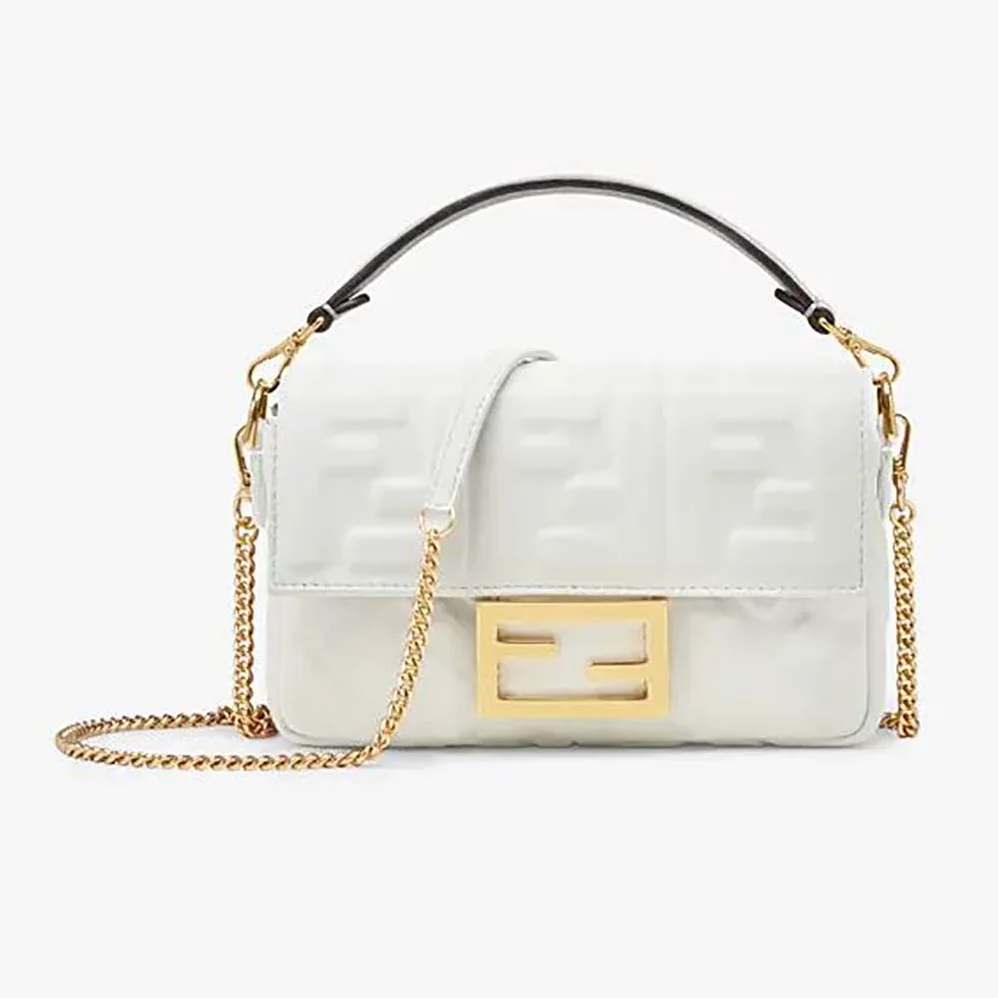 Fendi Baguette Soft Nappa Leather Bag for Women in White Fendi Baguette Soft Nappa Leather Bag for Women in White