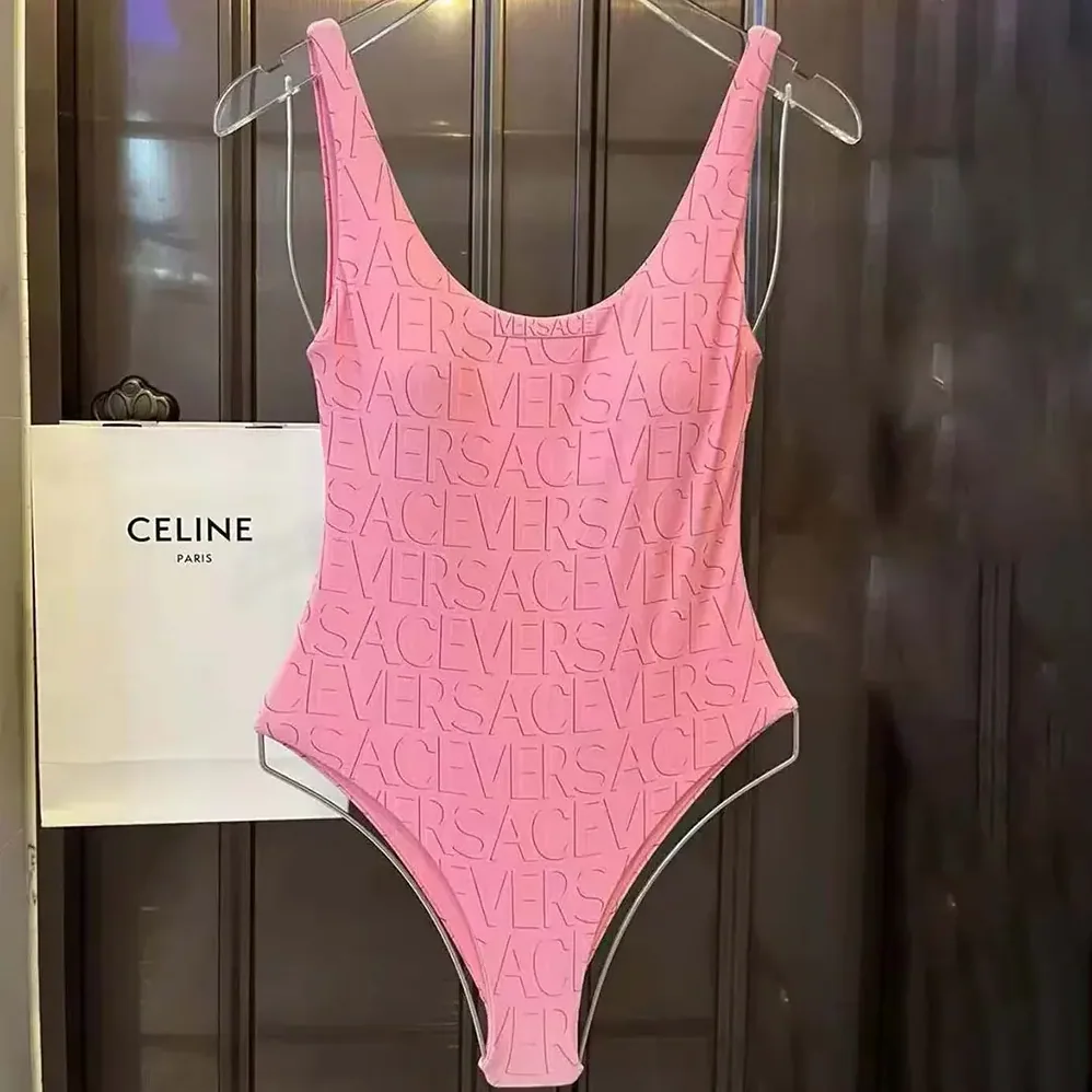 Versace Allover One-piece Swimsuit for Women in Pink Versace Allover One-piece Swimsuit for Women in Pink