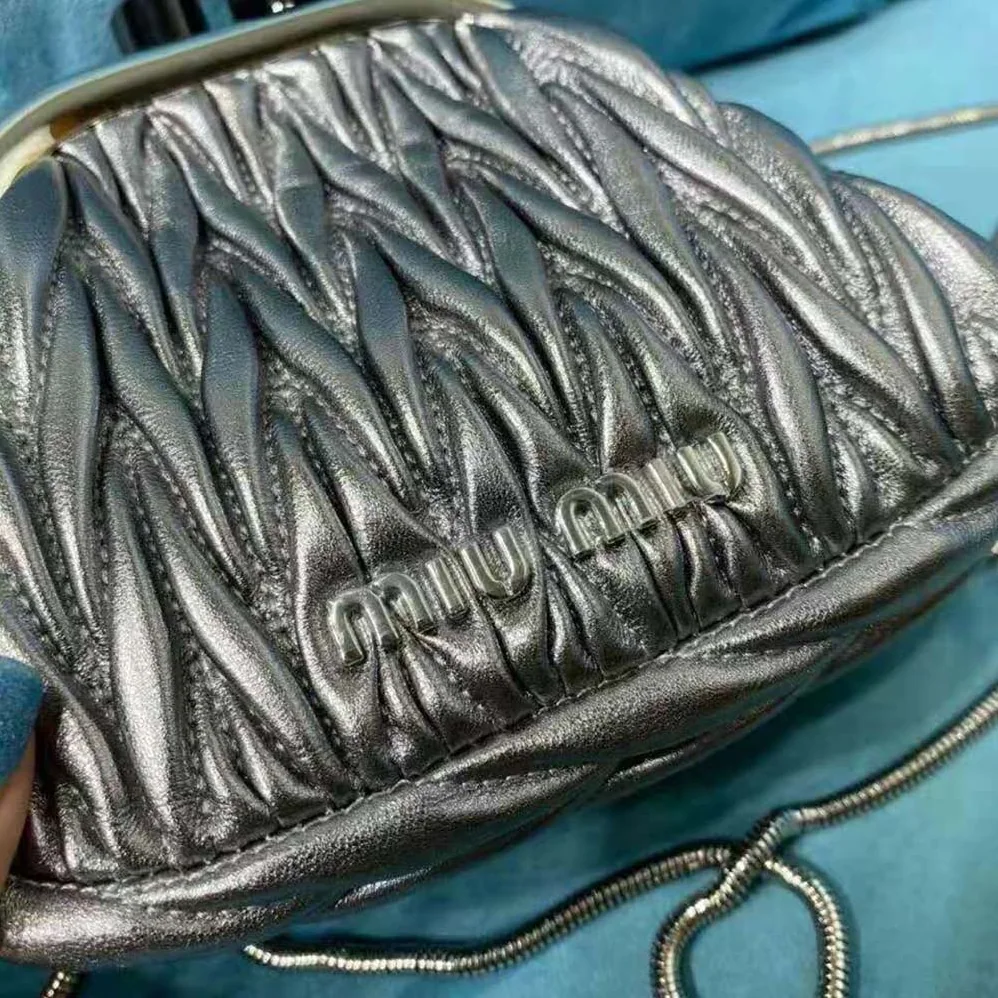Miu Miu Miu Belle Nappa Leather Mini-Bag for Women in Silver