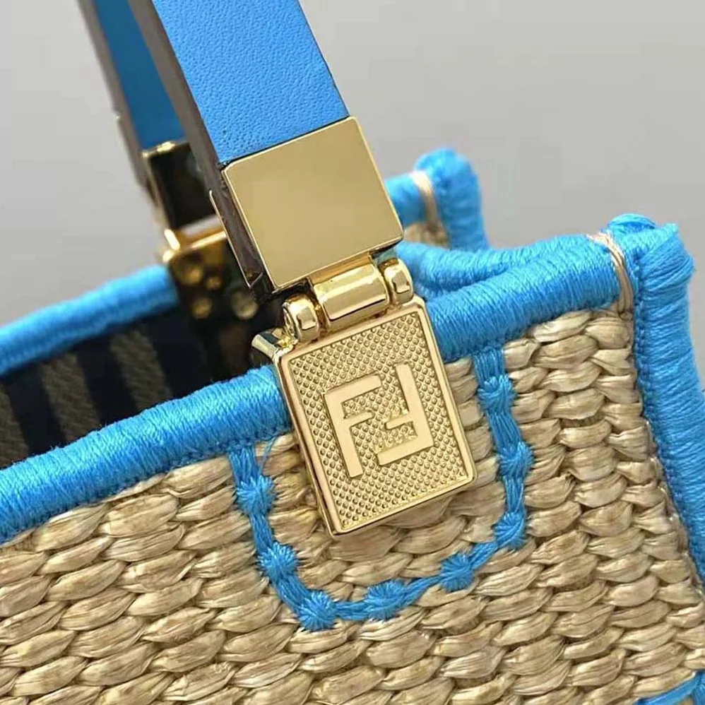 Fendi Mini Sunshine Shopper Braided Straw Mini for Women in Bag Fendi Mini Sunshine Shopper Braided Straw Mini for Women in Bag