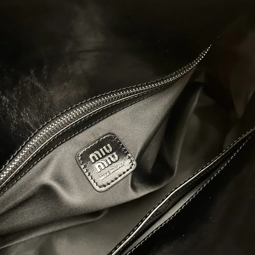 Miu Miu Shiny Leather Handbag for Women in Black Miu Miu Shiny Leather Handbag for Women in Black