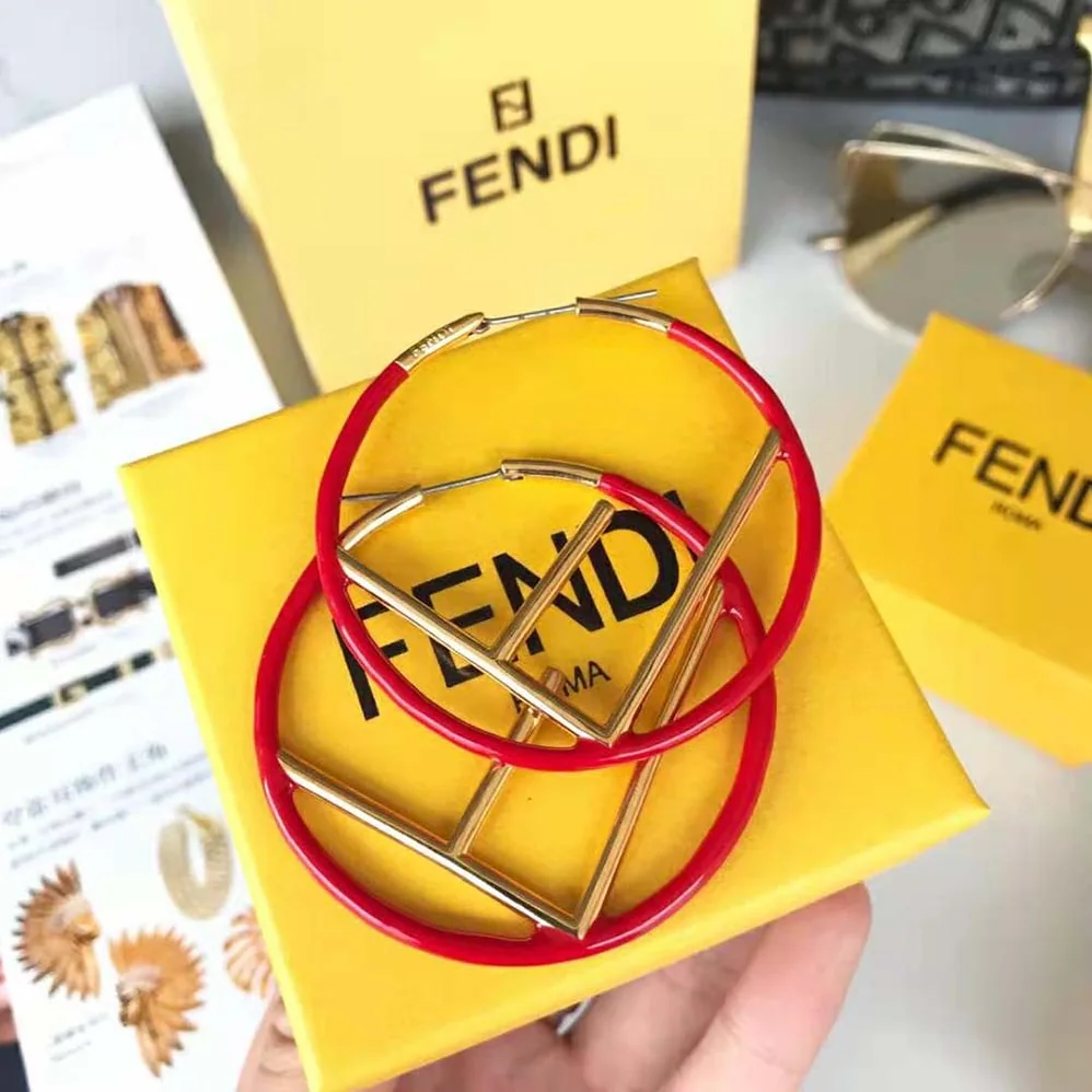 Fendi F is Fendi Earrings Gold Colored Earrings for Women in Red Fendi F is Fendi Earrings Gold Colored Earrings for Women in Red