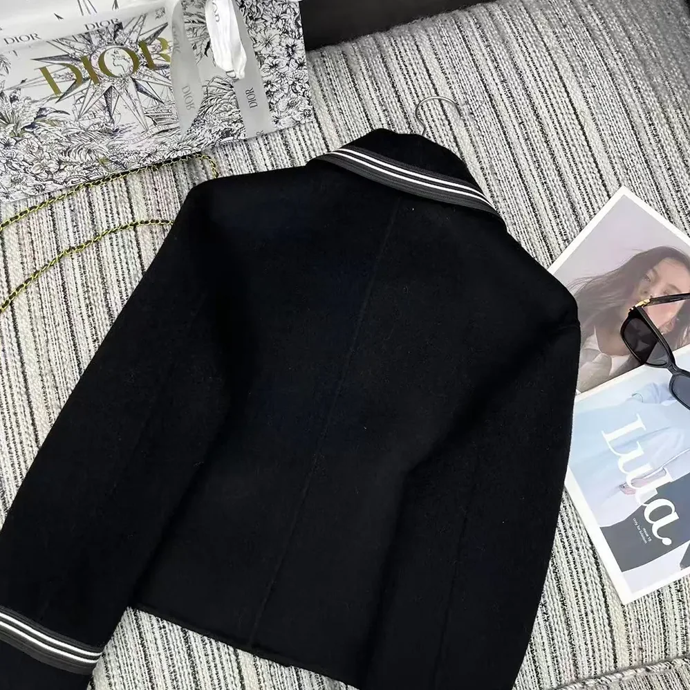 Dior Peacoat Black Double-Sided Virgin Wool-Angora for Women in Blend Felt Dior Peacoat Black Double-Sided Virgin Wool-Angora for Women in Blend Felt