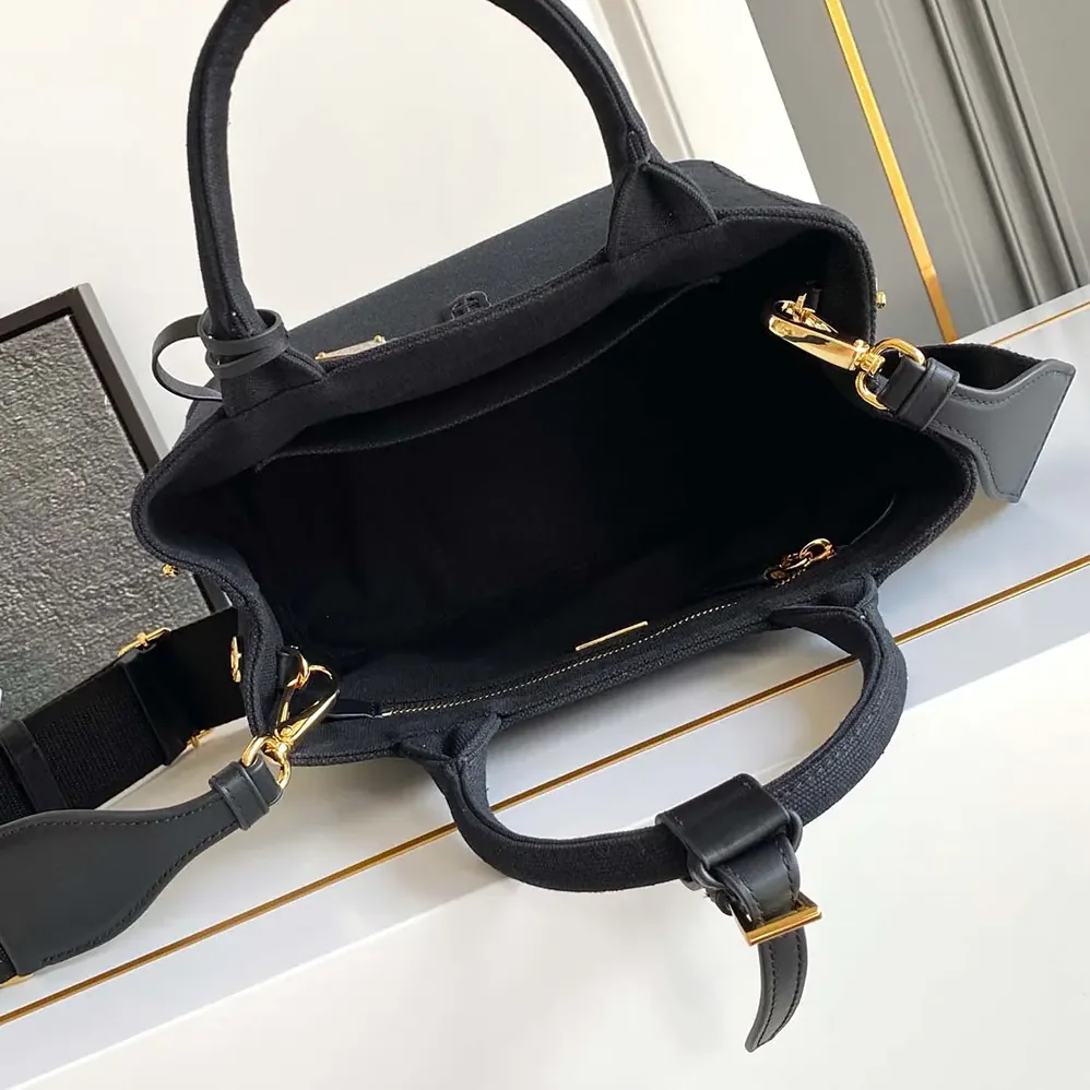 Prada Jardinière Small Cotton Canvas Handbag for Women in Black Prada Jardinière Small Cotton Canvas Handbag for Women in Black