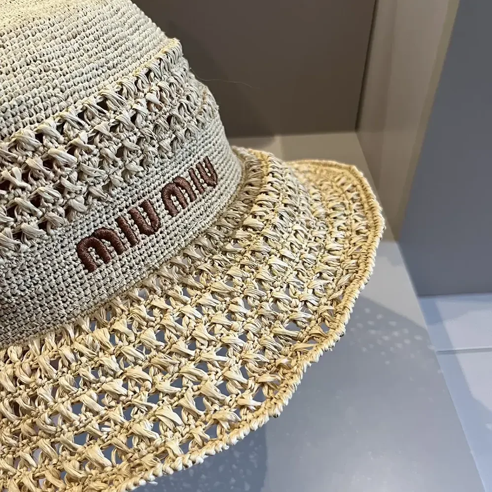 Miu Miu Woven Fabric Hat-Beige 5HC287_2DO1_F0A5T for Women Miu Miu Woven Fabric Hat-Beige 5HC287_2DO1_F0A5T for Women