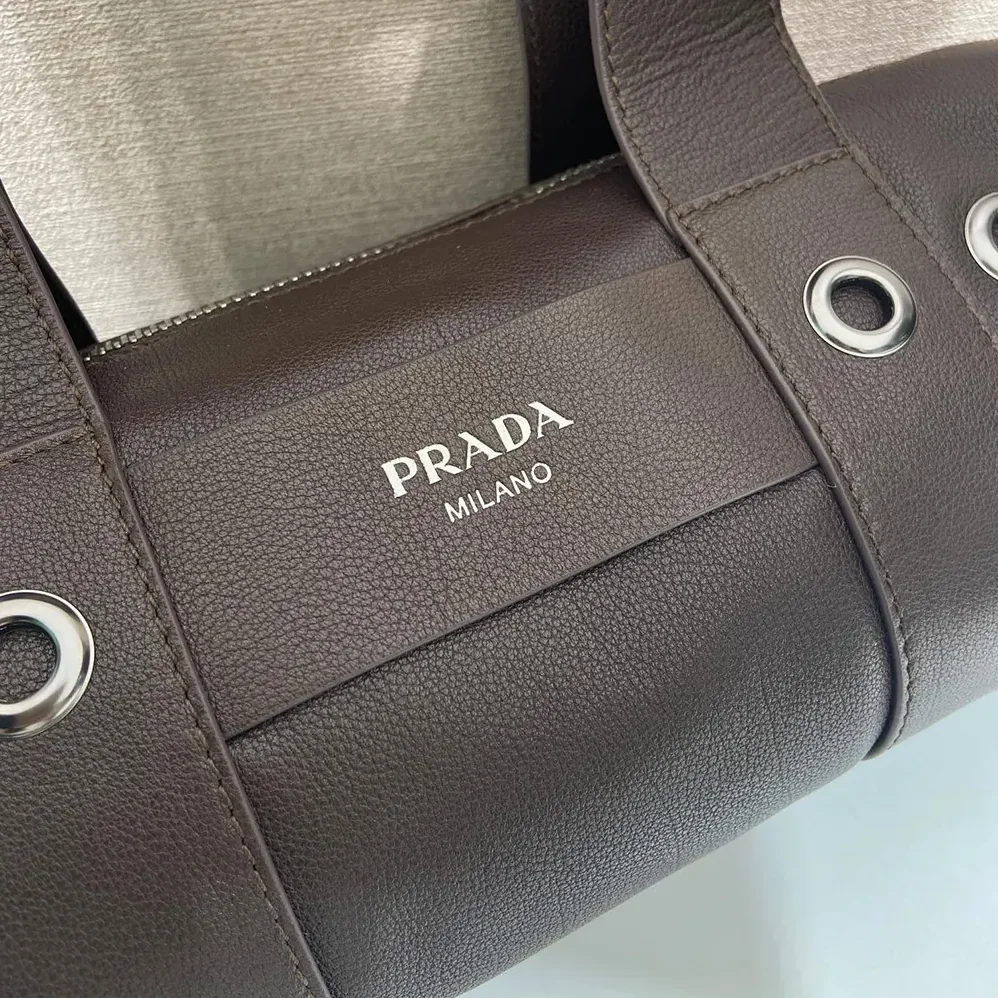 Prada Route Large Leather Top-Handle Bag for Women in Cocoa Brown Prada Route Large Leather Top-Handle Bag for Women in Cocoa Brown