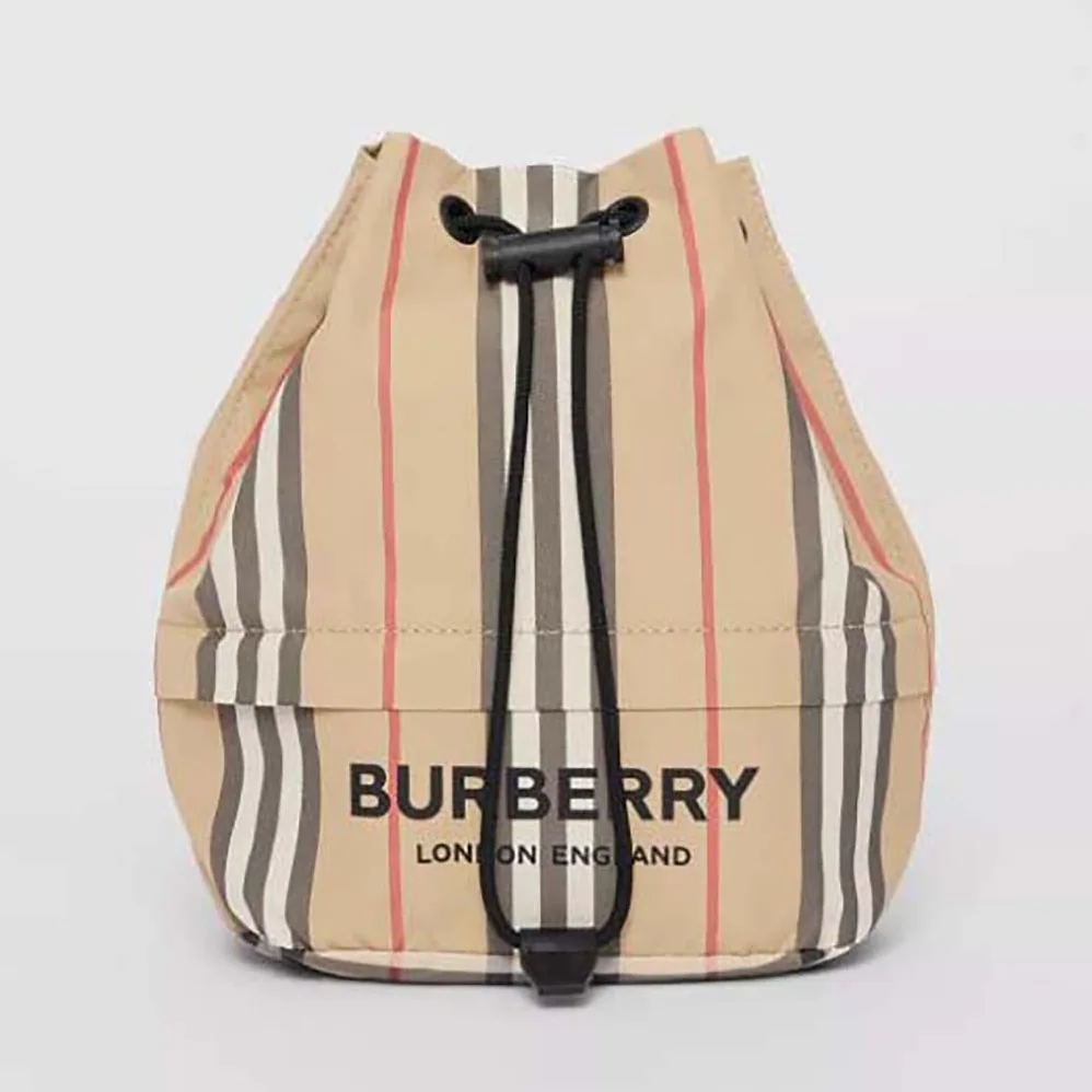 Burberry Icon Stripe ECONYL Drawcord Pouch for Women Burberry Icon Stripe ECONYL Drawcord Pouch for Women