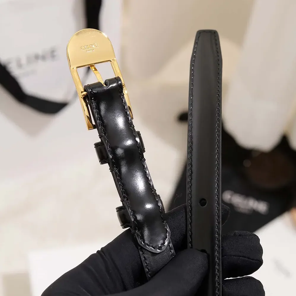 Celine Bc-25 18mm Belt In Taurillon Leather for Women in Black Celine Bc-25 18mm Belt In Taurillon Leather for Women in Black