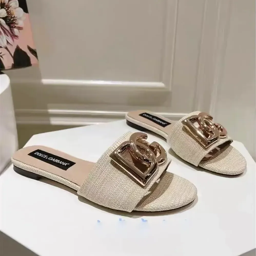 Dolce Gabbana D&G Raffia Sliders for Women
