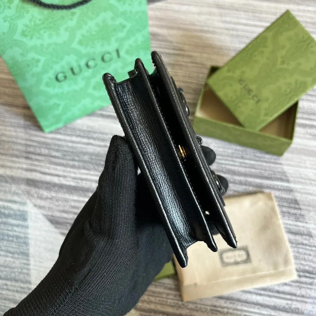 Gucci GG Horsebit 1955 Card Case Wallet Black 1AAJ8 1000 / Gucci GG Horsebit 1955 Card Case Wallet Black 1AAJ8 1000 /
