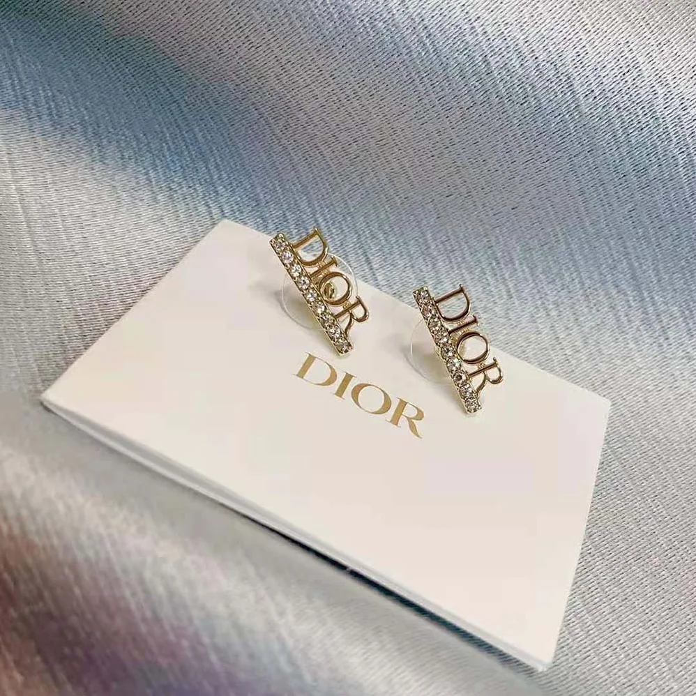 Dior Dio(r)evolution Stud Earrings Gold-Finish Metal and White Crystals for Women