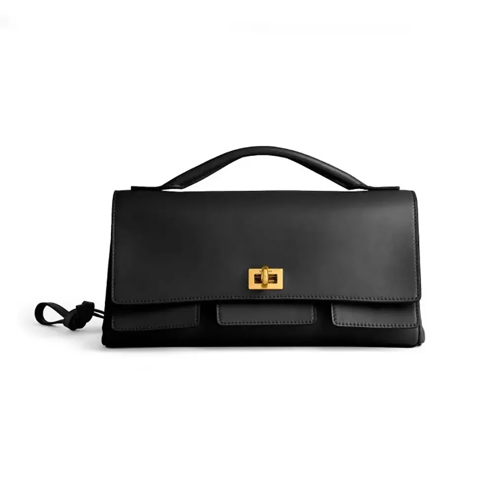 Balenciaga Bel Air Clutch On Strap Small in Black Smooth Calfskin for Women