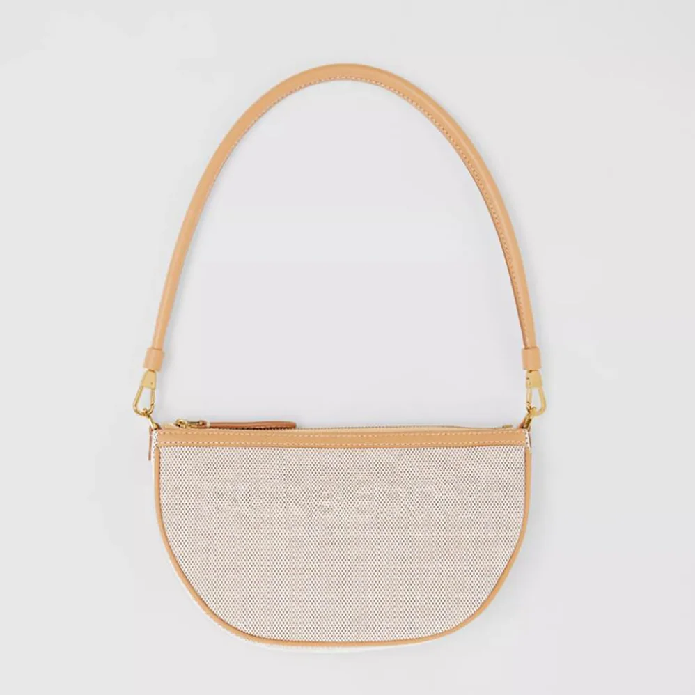 Burberry Embossed Logo Canvas and Leather Olympia Pouch for Women
