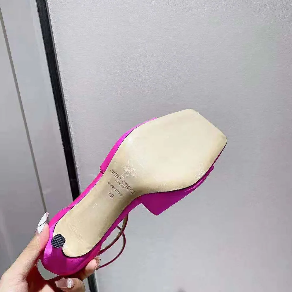 Jimmy Choo Azia 110 Fuchsia Satin Sandals for Women Jimmy Choo Azia 110 Fuchsia Satin Sandals for Women