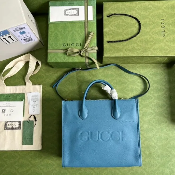 Gucci Small tote With Gucci Logo Blue / GG Gucci Small tote With Gucci Logo Blue / GG