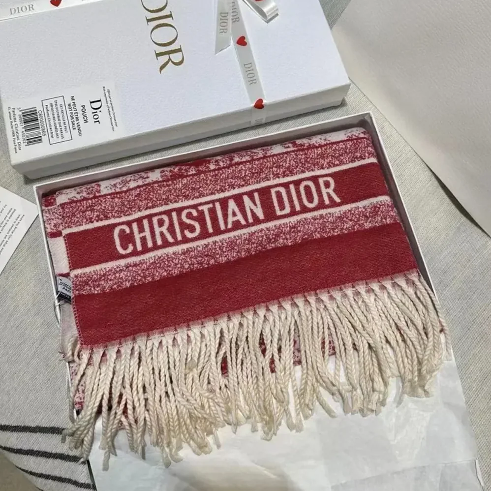 Dior Toile de Jouy Sauvage Scarf Red Cashmere and Wool for Women Dior Toile de Jouy Sauvage Scarf Red Cashmere and Wool for Women