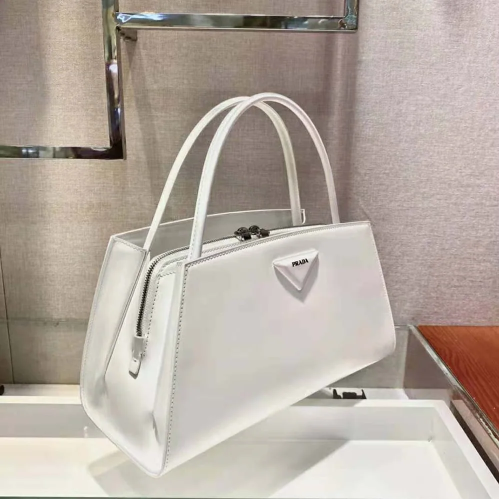 Prada Brushed Leather Handbag for Women in White