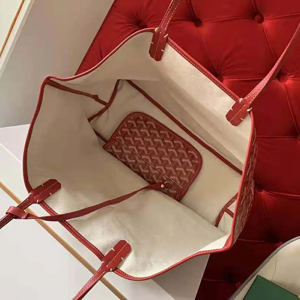 Goyard Saint Louis GM Bag in Goyardine Canvas & Chevroches Calfskin for Women in Red