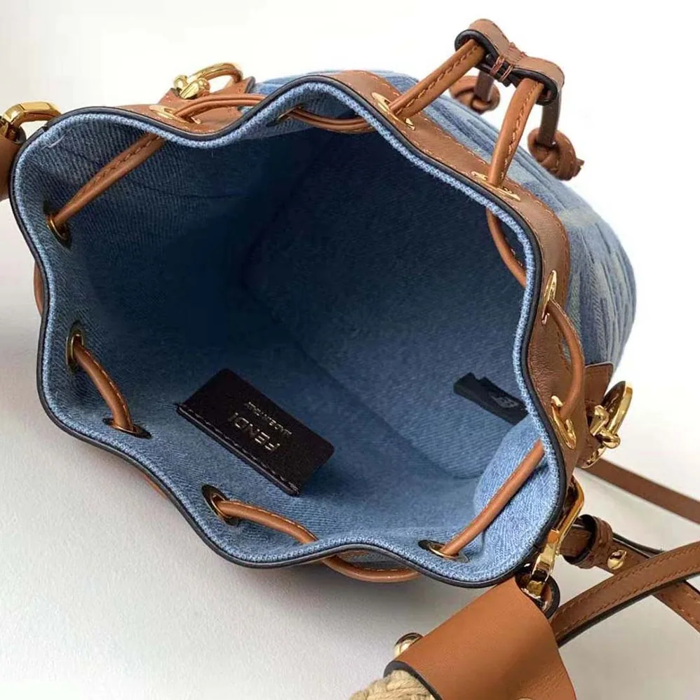 Fendi Mon Tresor Light Blue Denim Mini for Women in bag with FF Embroidery Fendi Mon Tresor Light Blue Denim Mini for Women in bag with FF Embroidery