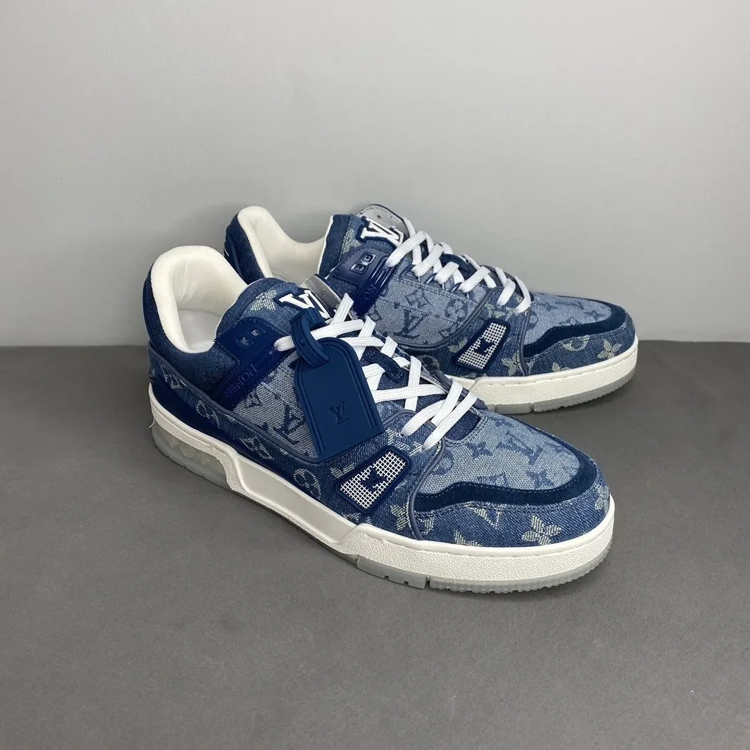Louis Vuitton Trainer Sneaker Rubber Monogram Denim Blue Virgil Abloh