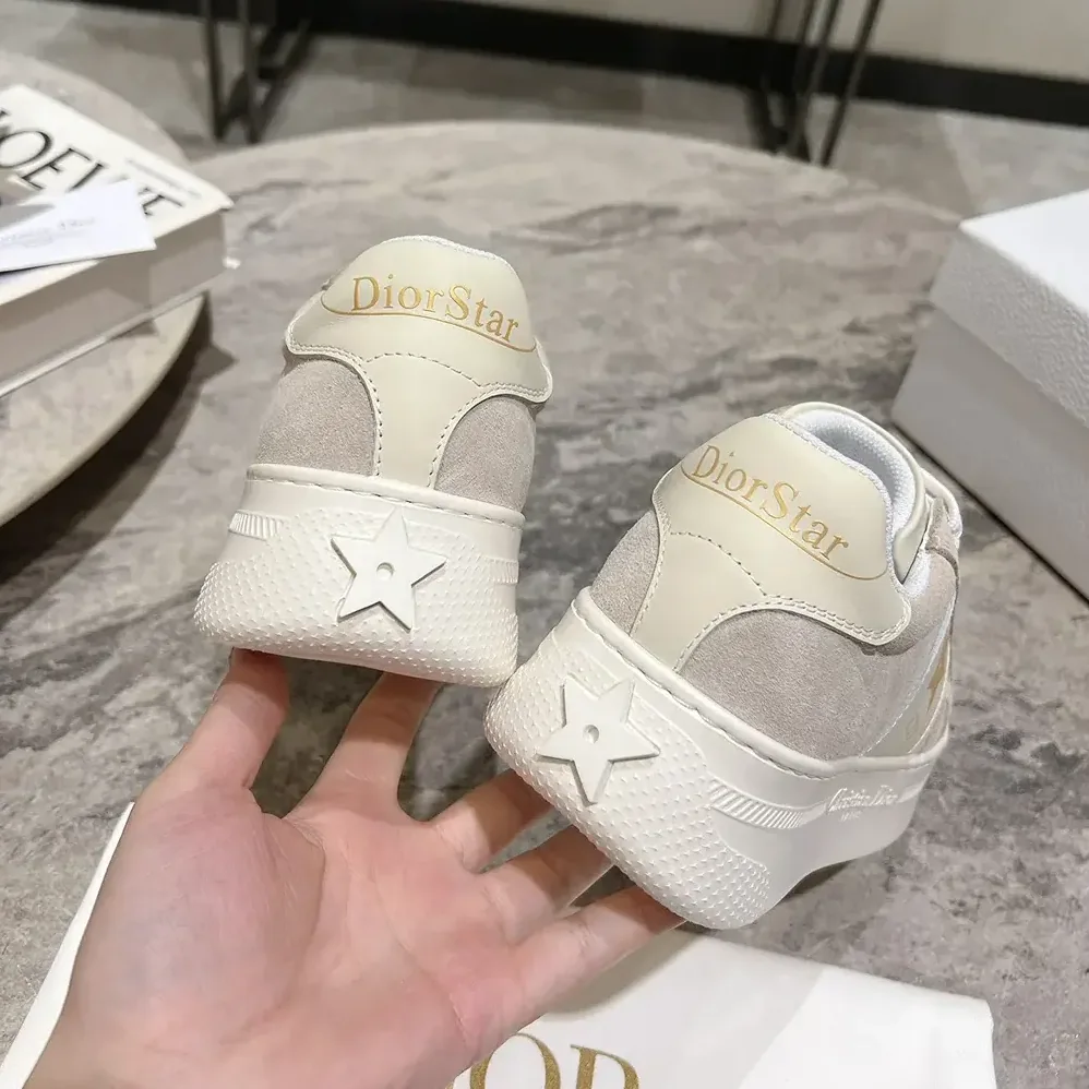Dior Dior Star Platform Sneaker Light Beige Suede Calfskin for Women Dior Dior Star Platform Sneaker Light Beige Suede Calfskin for Women