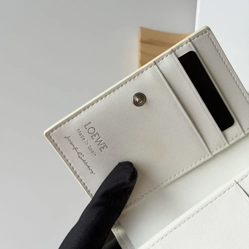 Loewe Compact Wallet in Nappa Calfskin for Unisex in White