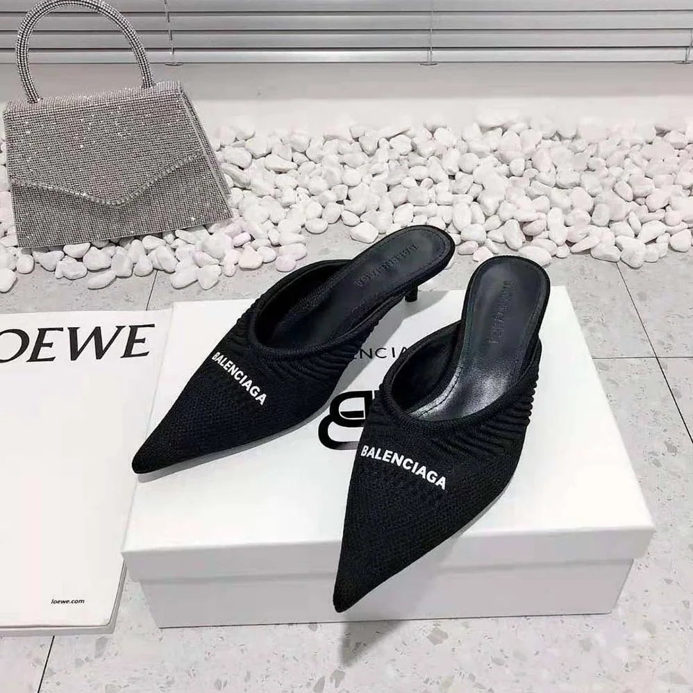 Balenciaga Knife 2 0 40mm Mule in Black and White Textured Recycled Knit for Women