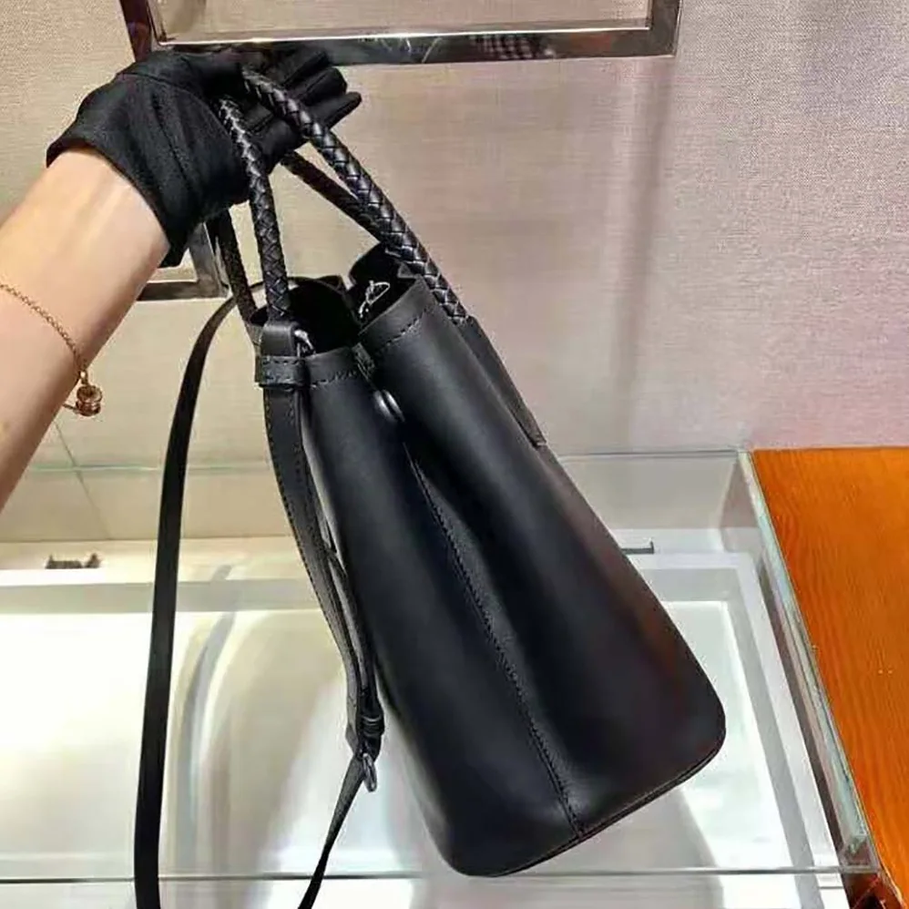 Prada Prada Double Medium Leather Handbag for Women in Black Prada Prada Double Medium Leather Handbag for Women in Black